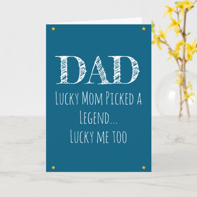 Funny Witty Minimalist Fathers Day Greeting Blue Card (Yellow Flower)
