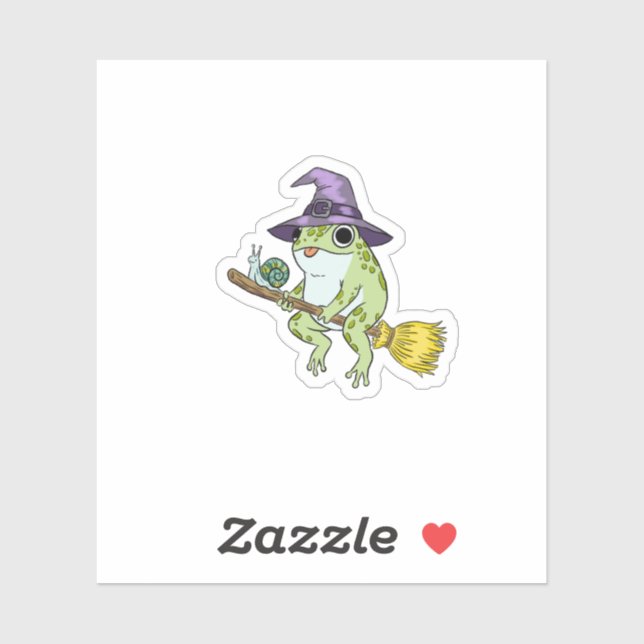 Funny Wizard Frog Rides A Broomstick Illustration Sticker (Sheet)