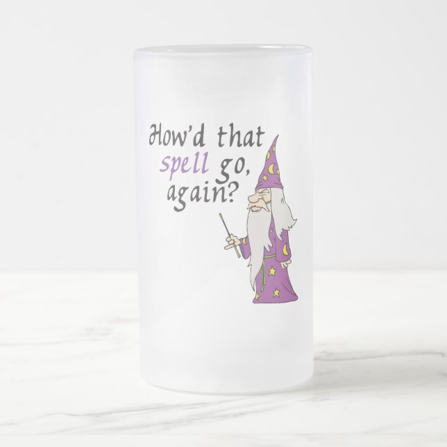 Funny Wizard Frosted Glass Beer Mug (Center)