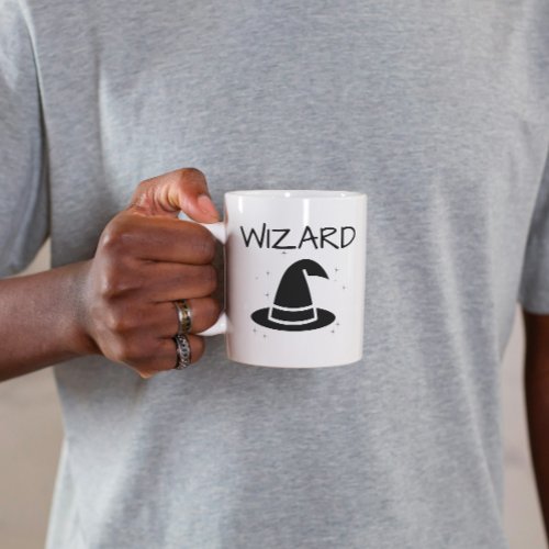 Funny Wizard Halloween for Him Two_Tone Coffee Mug