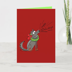 Funny Wolf Christmas Happy Howlidays Holiday Card