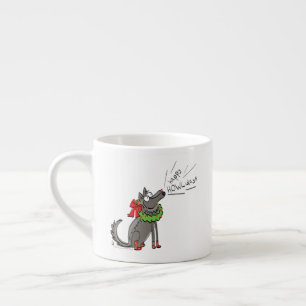 Funny Wolf Christmas Happy Howlidays Holiday Espresso Cup