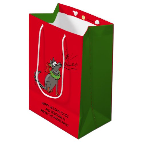 Funny Wolf Christmas Happy Howlidays Holiday Medium Gift Bag