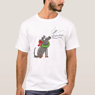 Funny Wolf Christmas Happy Howlidays Holiday T-Shirt