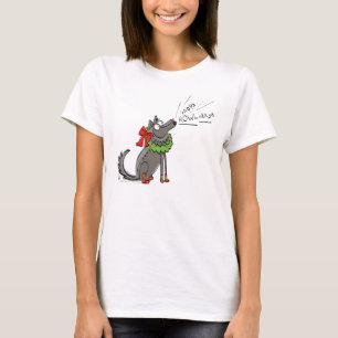 Funny Wolf Christmas Happy Howlidays Holiday T-Shirt