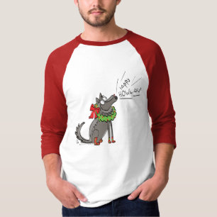 Funny Wolf Christmas Happy Howlidays Holiday T-Shirt