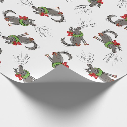 Funny Wolf Christmas Happy Howlidays Holiday Wrapping Paper