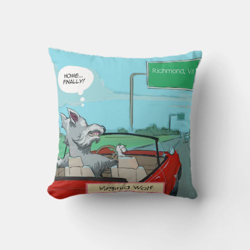 Funny Wolf From Virginia Throw Pillow