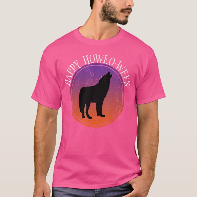 Funny Wolf Howl Halloween Pun Happy Howl-O-Ween T-Shirt (Front)