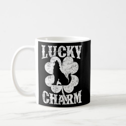Funny Wolf Lover Shamrock Lucky Charm Wolf St Patr Coffee Mug