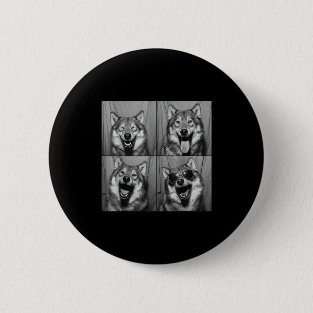 Funny Wolf Photo Booth Sungles Dog  Button (Front)