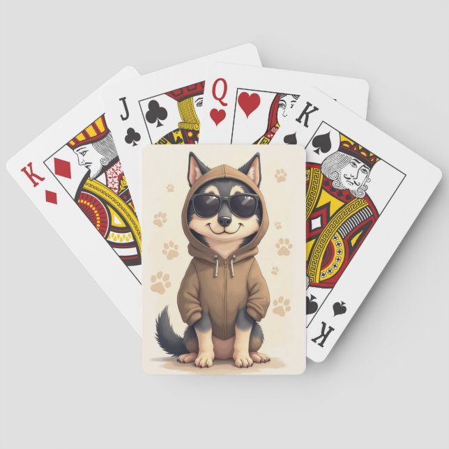 Funny Wolfhound Kawaii Dog Poker Cards (Back)