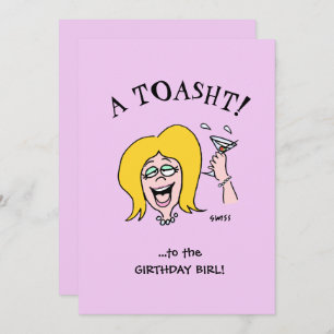 Funny Woman Birthday Party Cute Cartoon Invitation