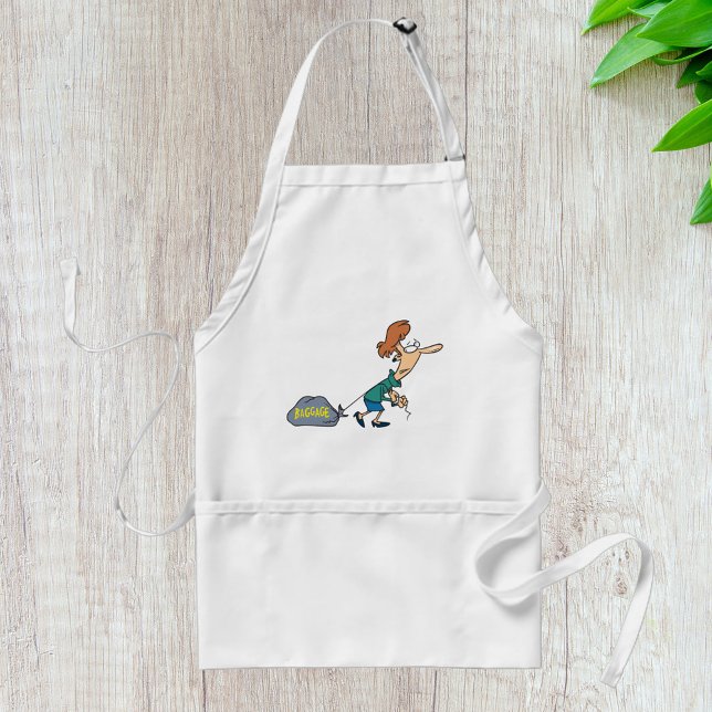 Funny Woman Carrying Emotional Baggage Adult Apron (Creator Uploaded)