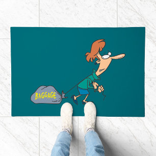 Funny Woman Carrying Emotional Baggage Doormat