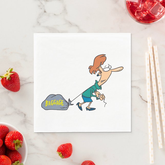 Funny Woman Carrying Emotional Baggage Napkins (Creator Uploaded)