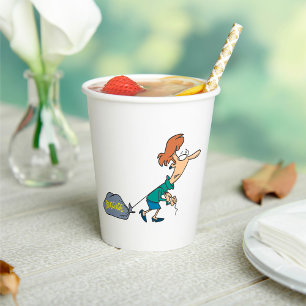 Funny Woman Carrying Emotional Baggage Paper Cups