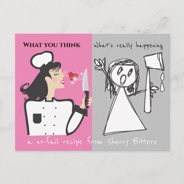 Funny woman chef fantasy personalized recipe card (Front)