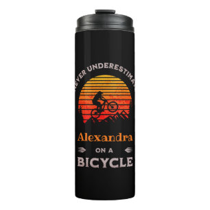 Funny woman cycling personalized biking MTB Thermal Tumbler
