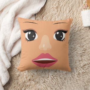 Funny woman face throw pillow