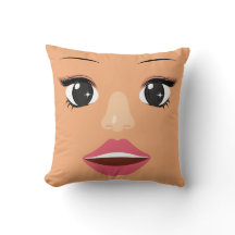 Funny woman face throw pillow