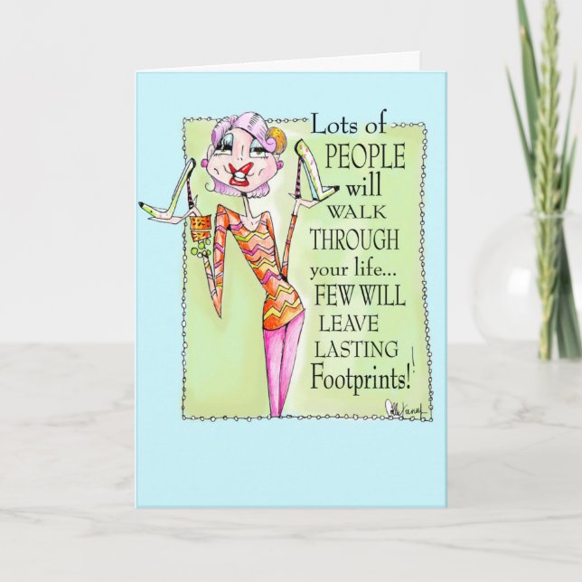 funny woman greeting card,  Shoe humor Card (Front)