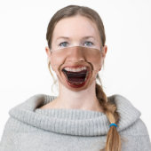funny woman happy laughing mouth adult cloth face mask (Worn)