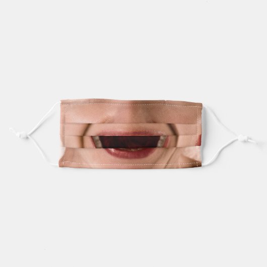 funny woman happy laughing mouth adult cloth face mask (Front, Folded)