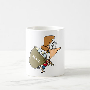 Funny Woman Hauling Heavy Mail Bag Coffee Mug