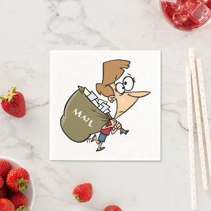 Funny Woman Hauling Heavy Mail Bag Napkins