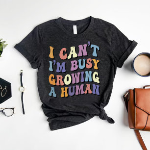 Funny Woman Pregnancy Announcement Groovy  T-Shirt