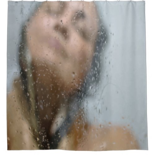 Funny Woman Showering Blue Gray Novelty Humor art Shower Curtain