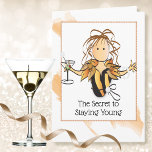 Funny Woman Snarky Cartoon for her Birthday Card<br><div class="desc">Is someone always fretting about getting older?  Well this card tells her how she can young with a bit of snarky humor :)</div>