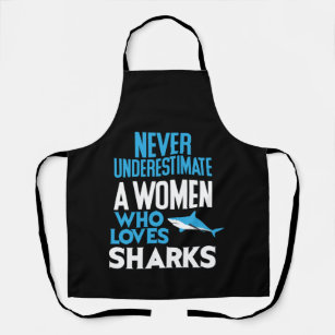 Funny Woman Who Loves Sharks Apron