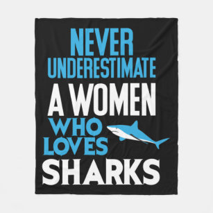 Funny Woman Who Loves Sharks Fleece Blanket