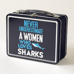Funny Woman Who Loves Sharks Metal Lunch Box