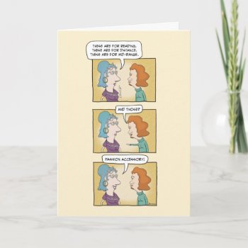 Funny Woman With Many Pairs Of Glasses Birthday Card by chuckink at Zazzle