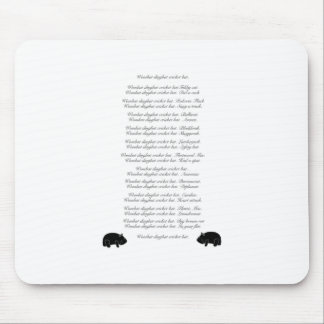 Funny Wombat Poem - Wombat dingbat cricket bat. Mouse Pad