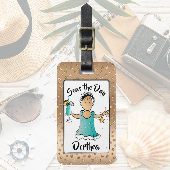 Funny Women Cruise Vacation Address Luggage Tag (Creator Uploaded)