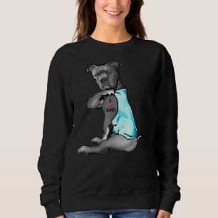 Funny Women  Dog Pitbull I Love Dad Tattoo Sweatshirt