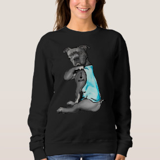 Funny Women Dog Pitbull I Love Mom Tattoo Sweatshirt