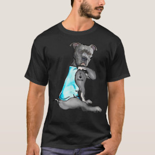Funny Women Gifts Dog Pitbull I Love Mom Tattoo Gi T-Shirt