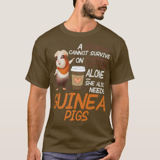 Funny Women Guinea Pigs Coffee Lover Gift Caffeina T-Shirt