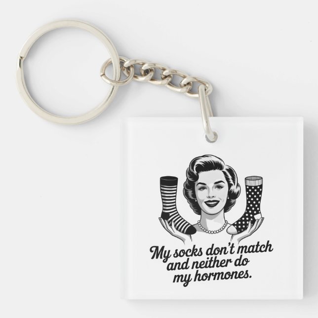 Funny Women Over 40 Sock Keychain (Front)