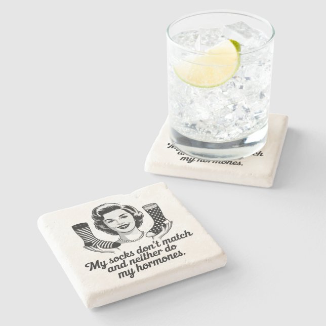 Funny Women Over 40 Sock  Stone Coaster (Side)
