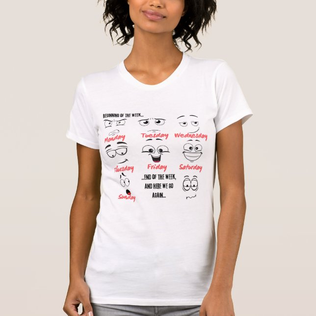 Funny women T-Shirt with nice face moods through (Front)