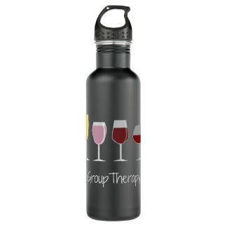 Funny Women Wine Gift Idea Tee - Group Therapy Rag Stainless Steel Water Bottle