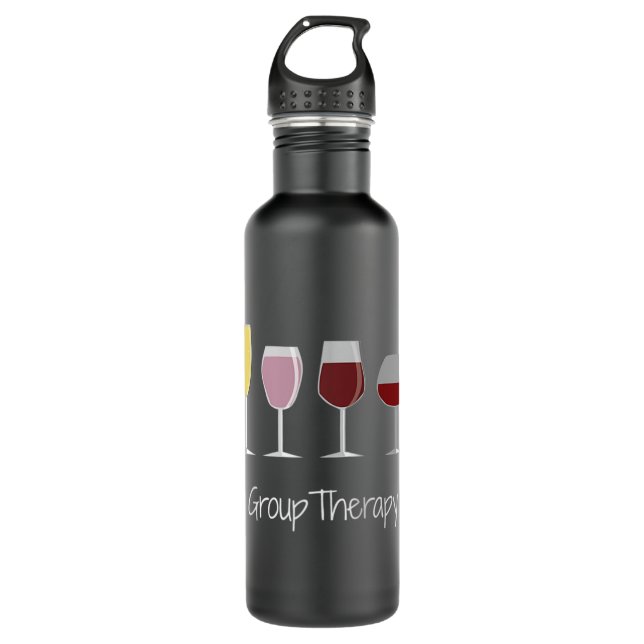 Funny Women Wine Gift Idea Tee - Group Therapy Rag Stainless Steel Water Bottle (Front)