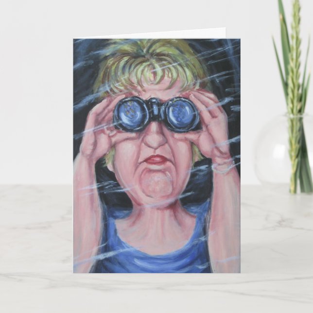 Funny Women With Binoculars Card (Front)