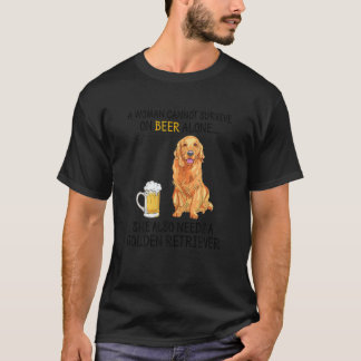 Funny Womens A Woman Cannot Survive On Beer Alone  T-Shirt
